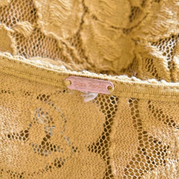 Free People Miles Of Lace Mini Dress in Gold - Picture 11 of 14
